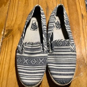 Vans with burlap trim.